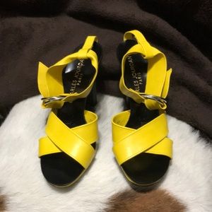 Charles Jourdan yellow Leather high heel sandals